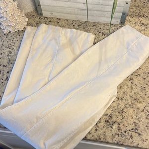 White flare velvet pants